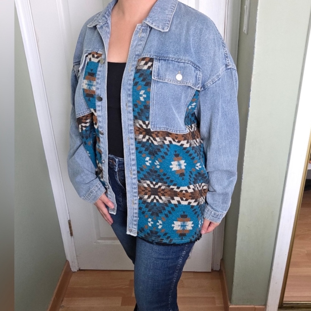 Aztec pattern denim jacket - Picture 5 of 11